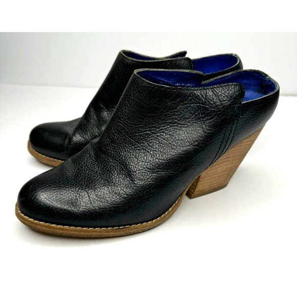 Jeffery Campbell Bootie Womens 6 Black Leather Mule Slip On Block Heel Ibiza - Picture 5 of 11